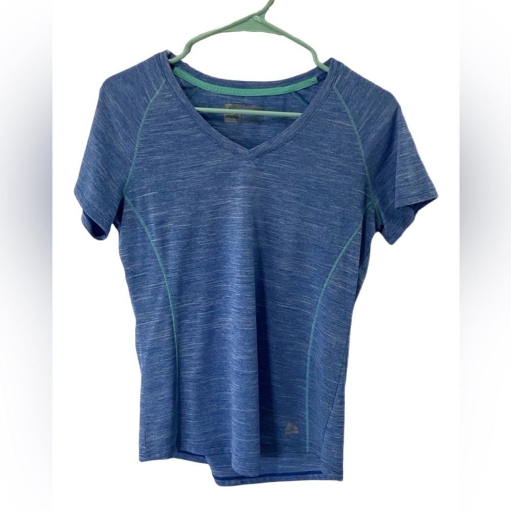 RBX Women’s Performance V-Neck Short Sleeve Blue with Green stitching Medium